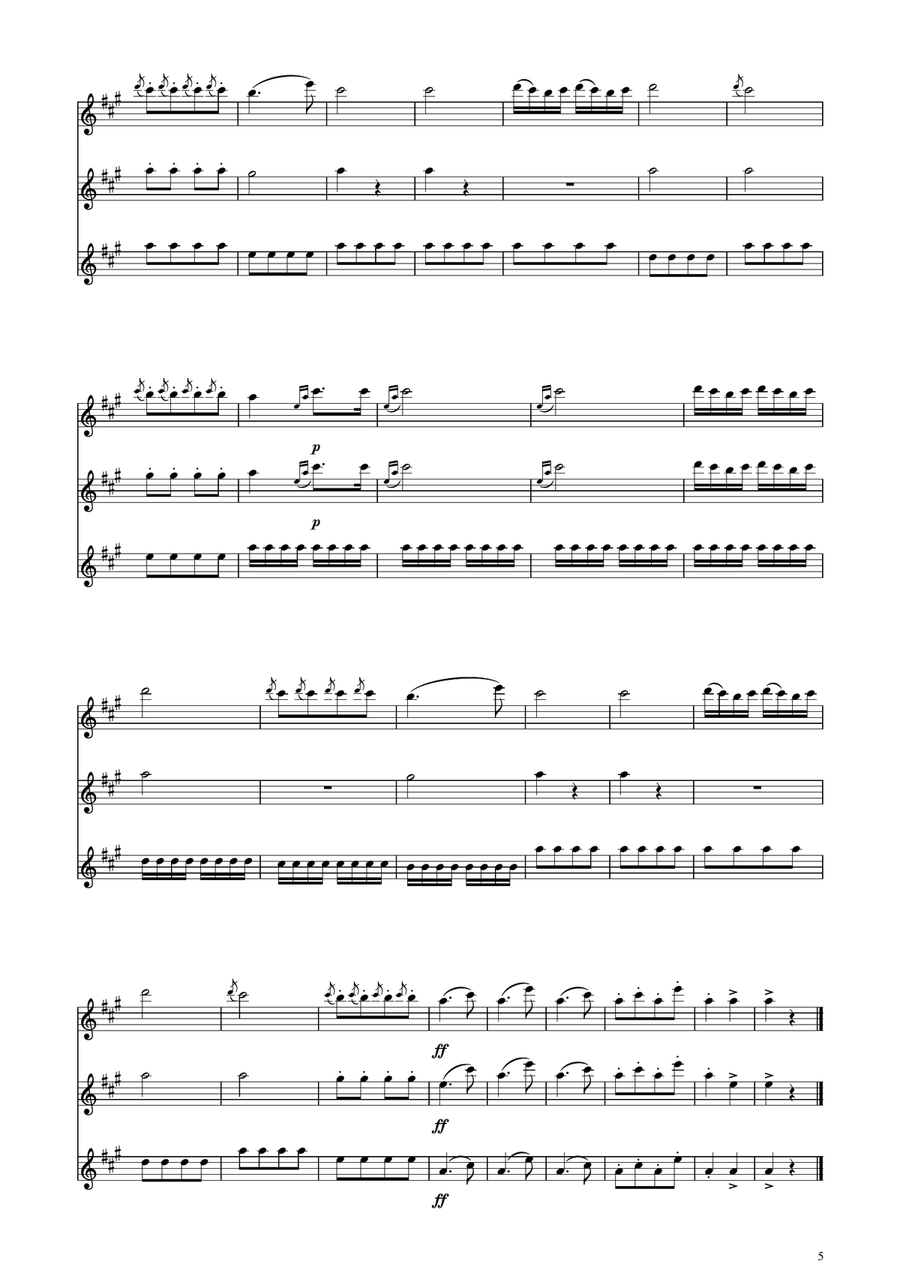 Turkish March - Flute Trio Flute Trio scores gallery preview page 5