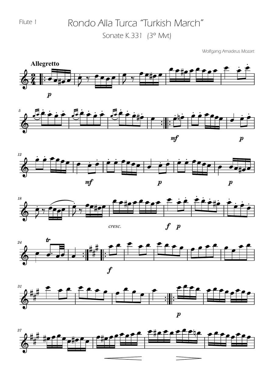 Turkish March - Flute Trio Flute Trio scores gallery preview page 6