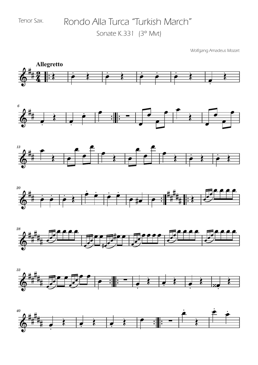 Turkish March - Sax Trio SAT SAT scores gallery preview page 1