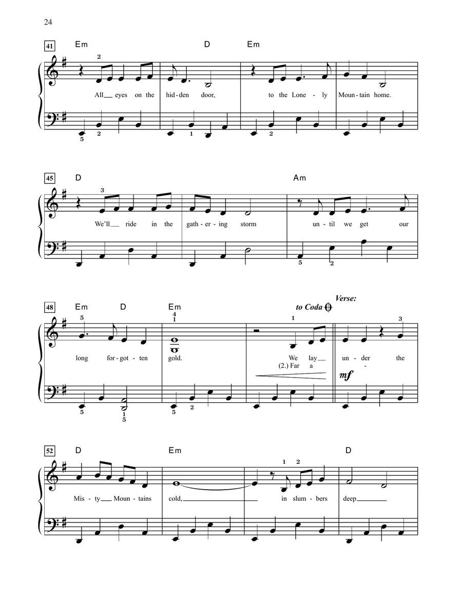 Song Of The Lonely Mountain (from The Hobbit: An Unexpected Journey) Easy Piano scores gallery preview page 4