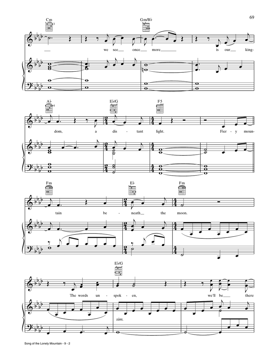 Song Of The Lonely Mountain (from The Hobbit: An Unexpected Journey) Piano, Vocal, Guitar scores gallery preview page 2