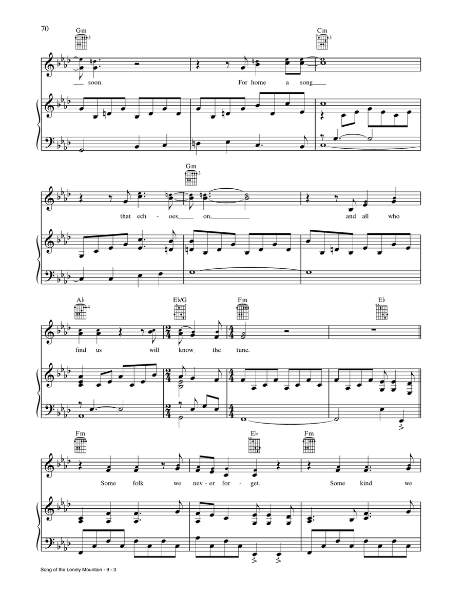 Song Of The Lonely Mountain (from The Hobbit: An Unexpected Journey) Piano, Vocal, Guitar scores gallery preview page 3