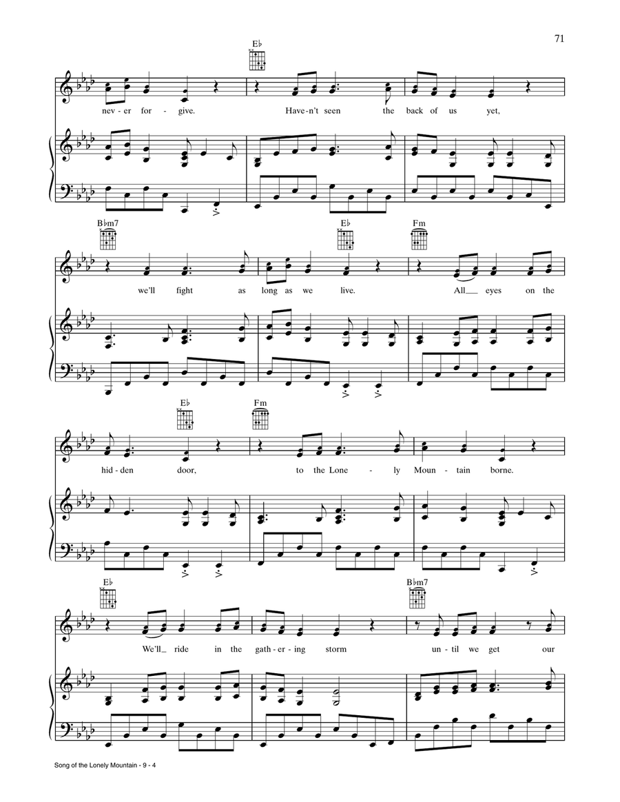 Song Of The Lonely Mountain (from The Hobbit: An Unexpected Journey) Piano, Vocal, Guitar scores gallery preview page 4