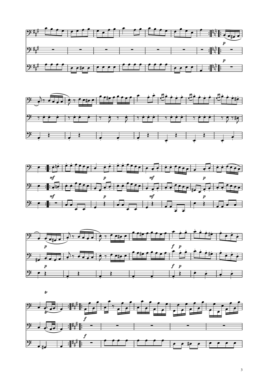 Turkish March - Cello Trio String Trio scores gallery preview page 3