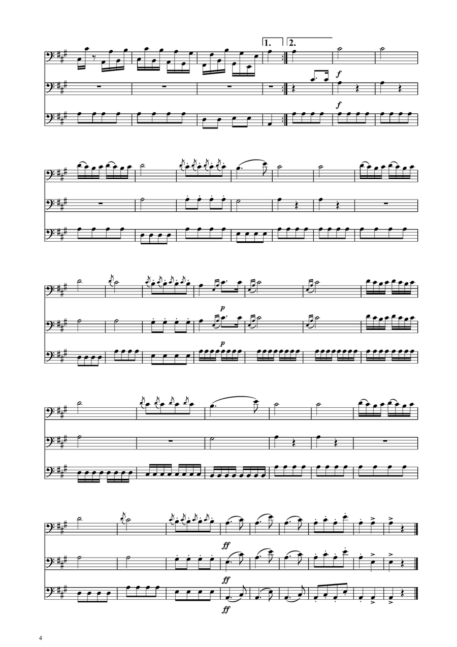 Turkish March - Cello Trio String Trio scores gallery preview page 4