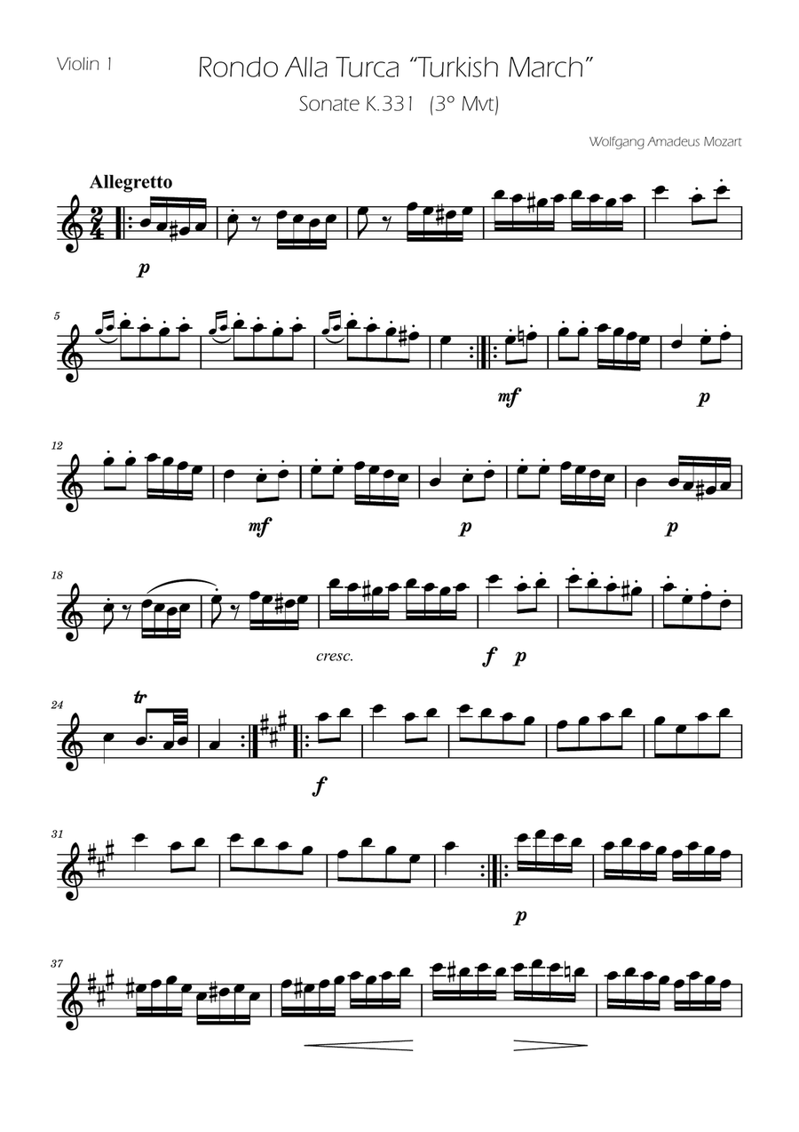 Turkish March - Violin Trio String Trio scores gallery preview page 6