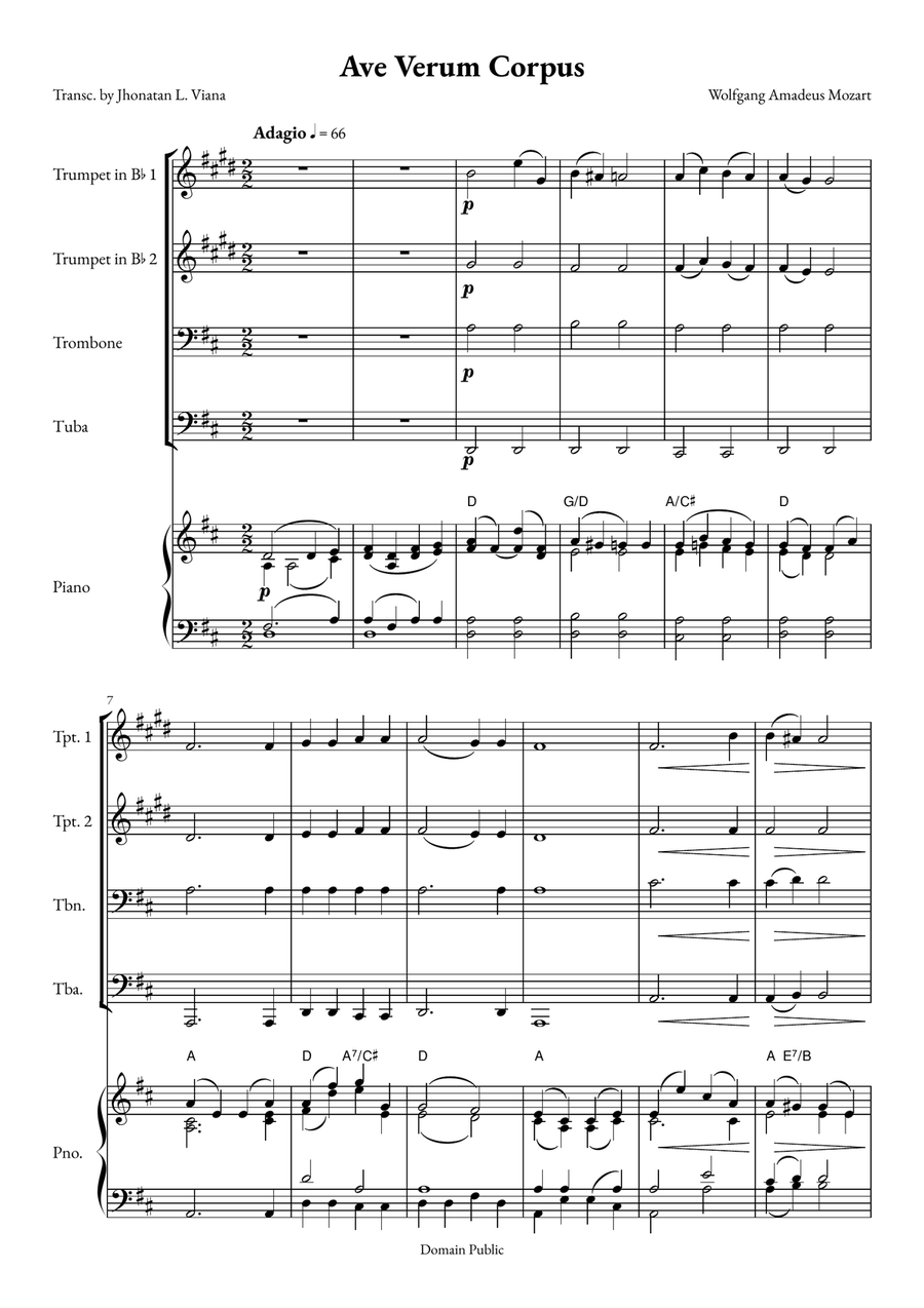 Ave Verum Corpus Small Ensemble scores gallery preview page 1