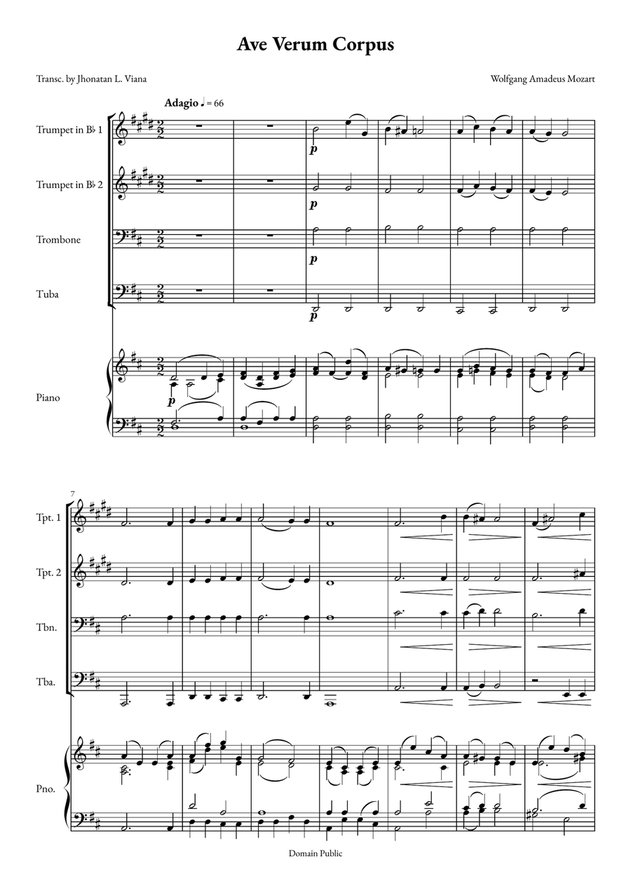 Ave Verum Corpus Small Ensemble scores gallery preview page 1