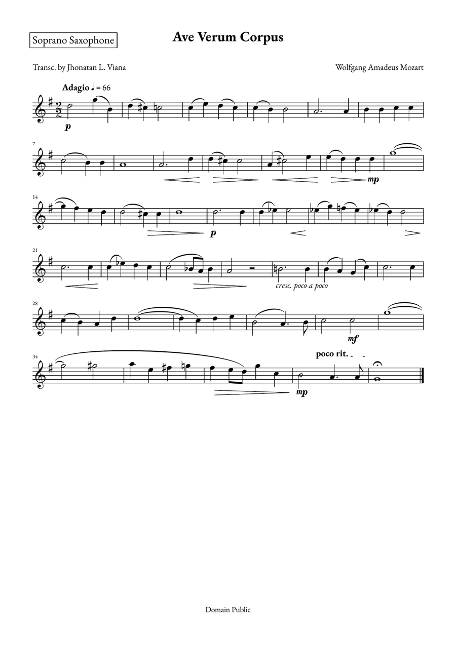 Ave Verum Corpus Saxophone Quintet scores gallery preview page 5