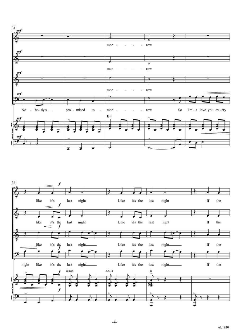 Die With A Smile Die With A Smile Choir scores gallery preview page 4