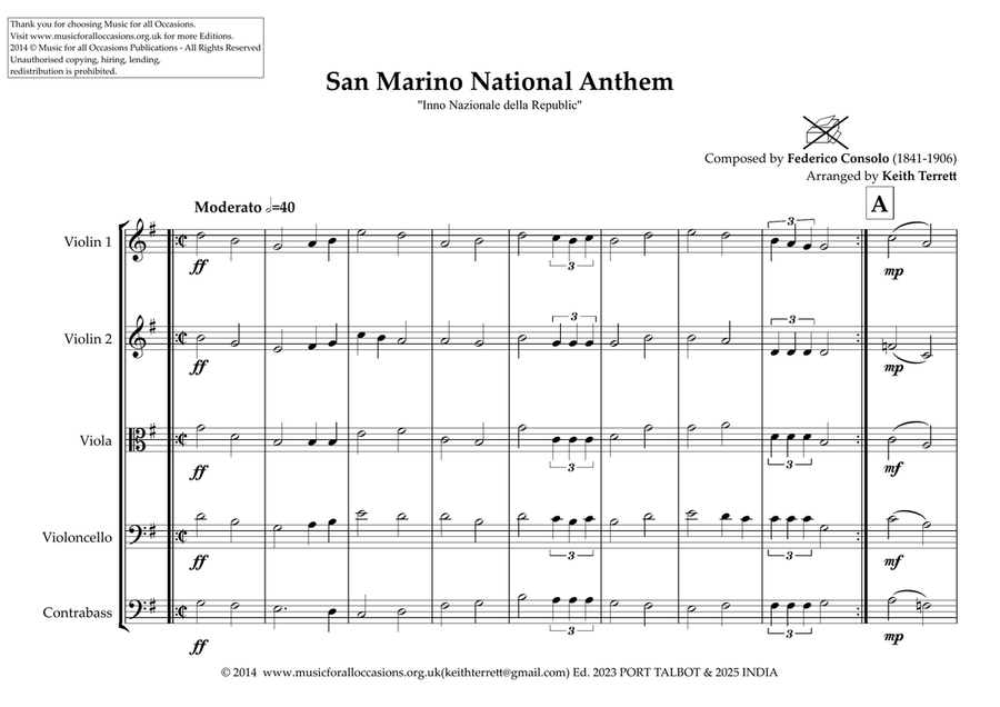 San Marino National Anthem for String Orchestra String Orchestra scores gallery preview page 2