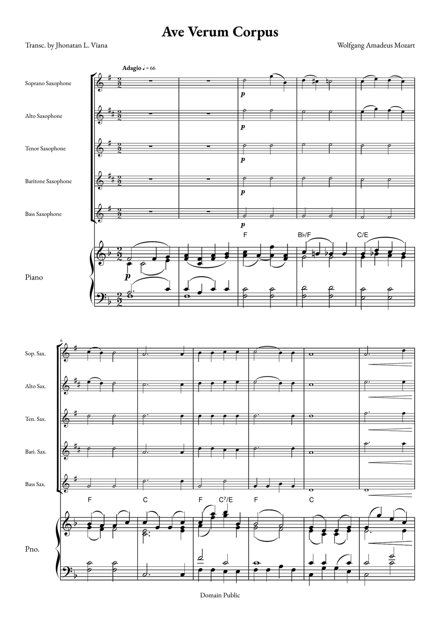Ave Verum Corpus Small Ensemble scores gallery preview page 1