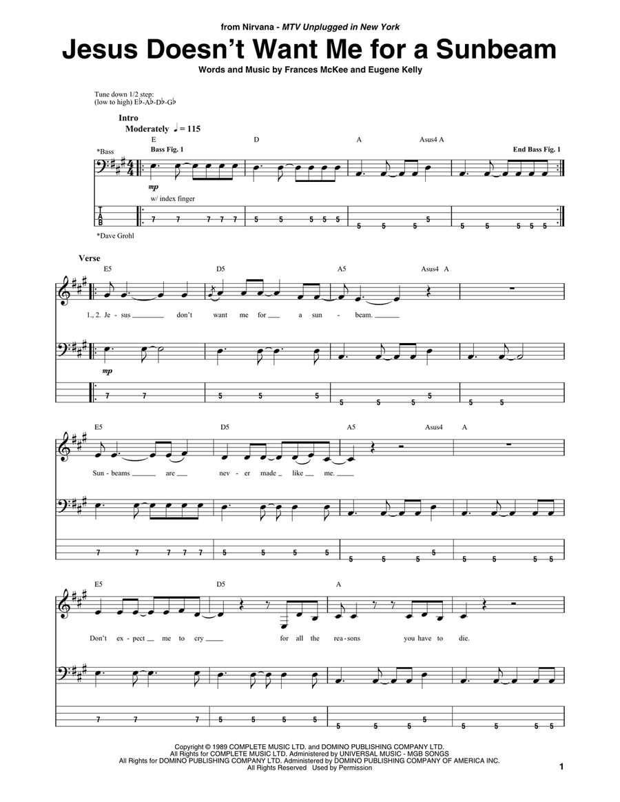 Jesus Doesn't Want Me For A Sunbeam Acoustic Guitar scores gallery preview page 1