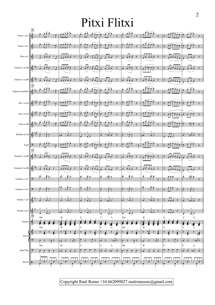 Pitxi flitxi - Score & Parts for STUDENT BAND Concert Band scores gallery preview page 2
