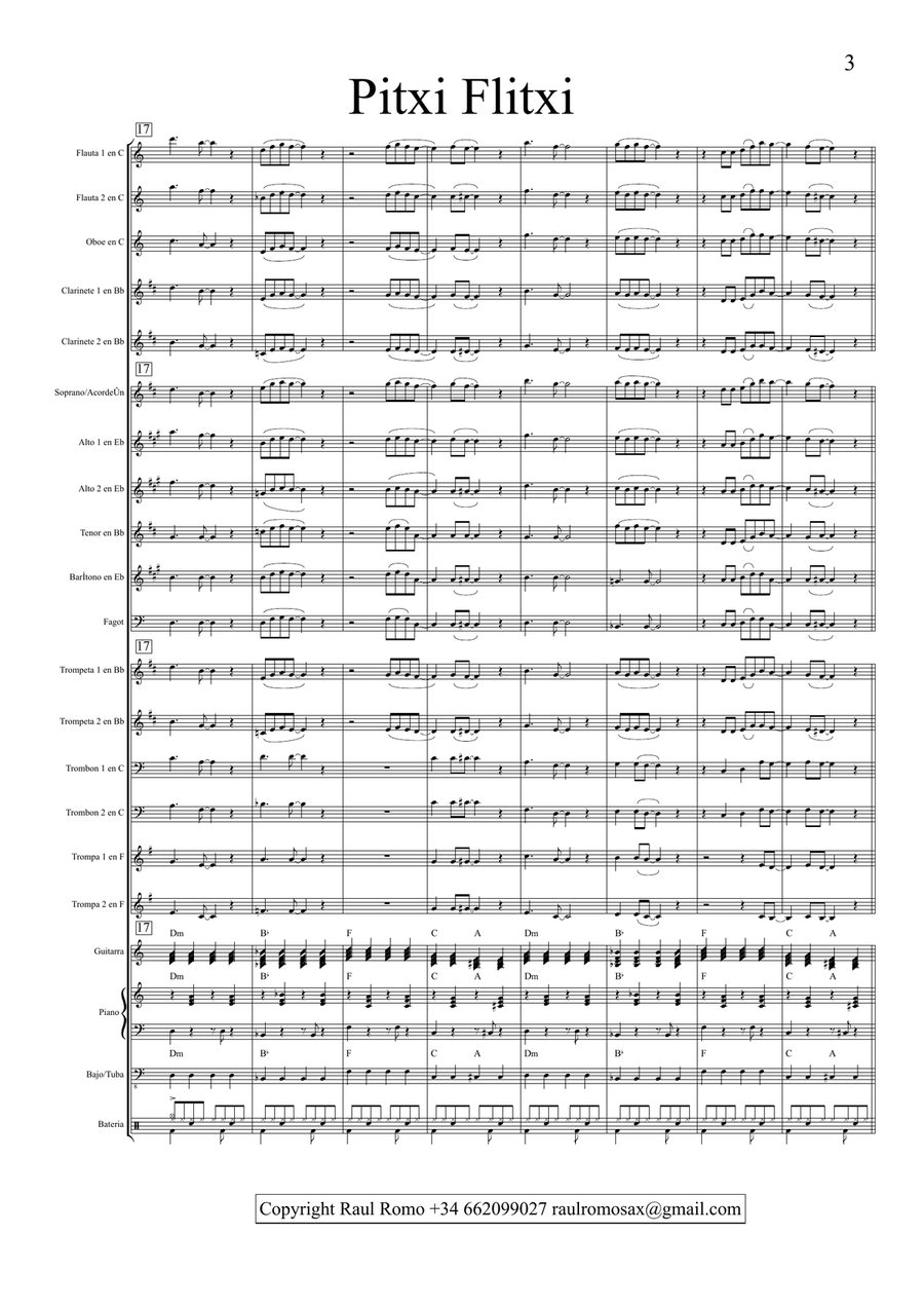 Pitxi flitxi - Score & Parts for STUDENT BAND Concert Band scores gallery preview page 3