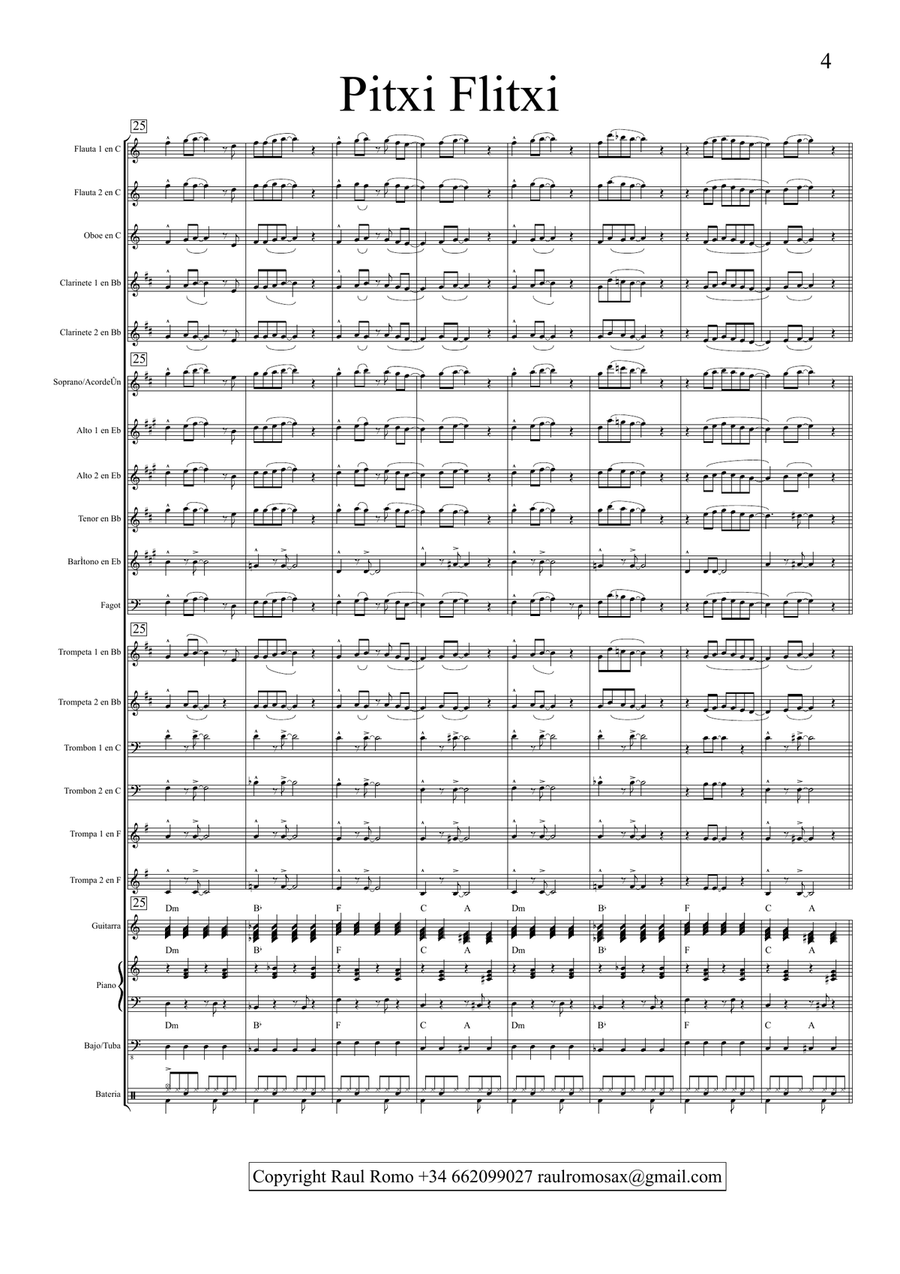 Pitxi flitxi - Score & Parts for STUDENT BAND Concert Band scores gallery preview page 4