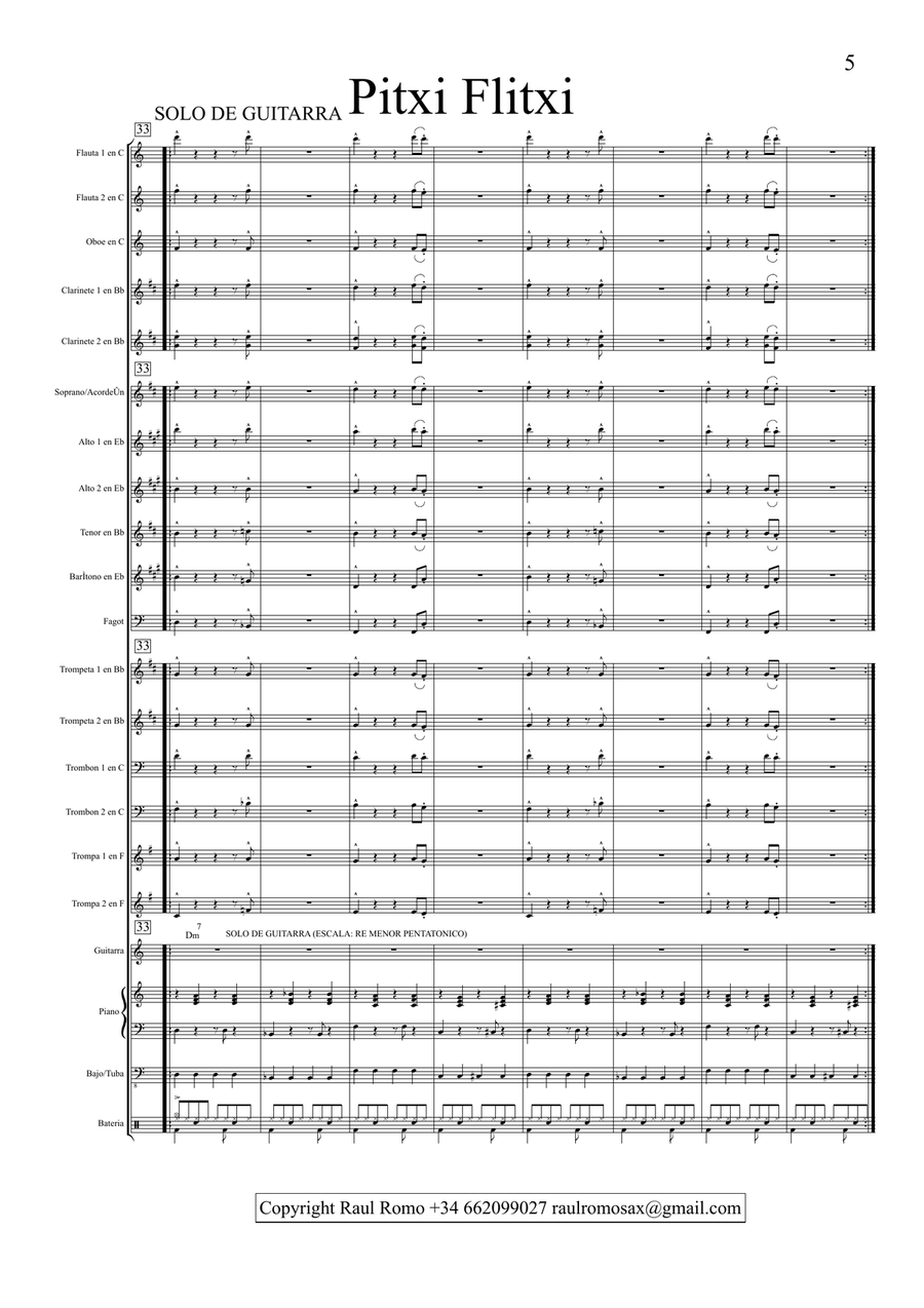 Pitxi flitxi - Score & Parts for STUDENT BAND Concert Band scores gallery preview page 5