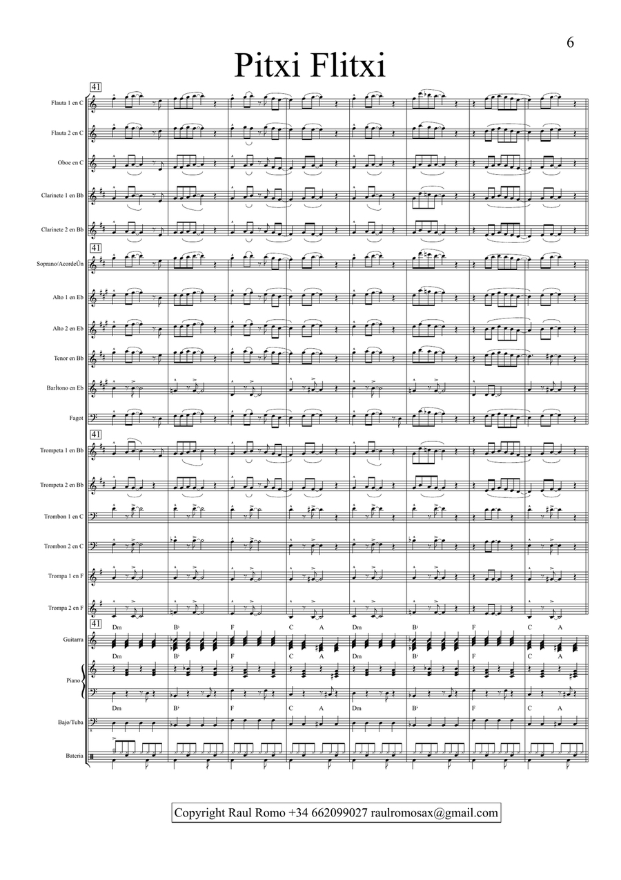 Pitxi flitxi - Score & Parts for STUDENT BAND Concert Band scores gallery preview page 6