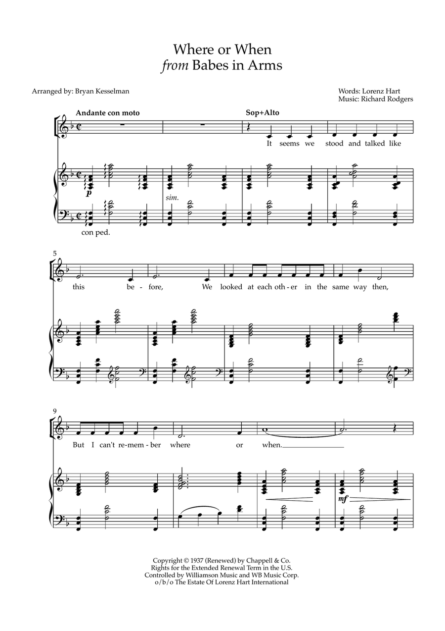 Where Or When Where Or When 4-Part scores gallery preview page 1