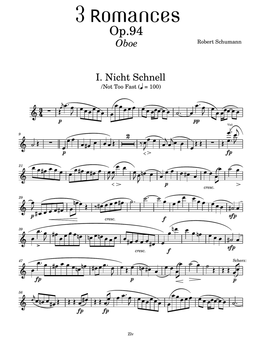 3 Romances, Op. 94 - Oboe Oboe Solo scores gallery preview page 1