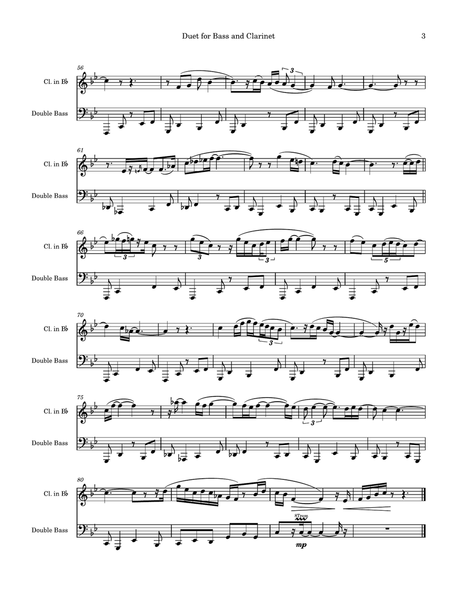 Duet for Bass and Clarinet Clarinet scores gallery preview page 3