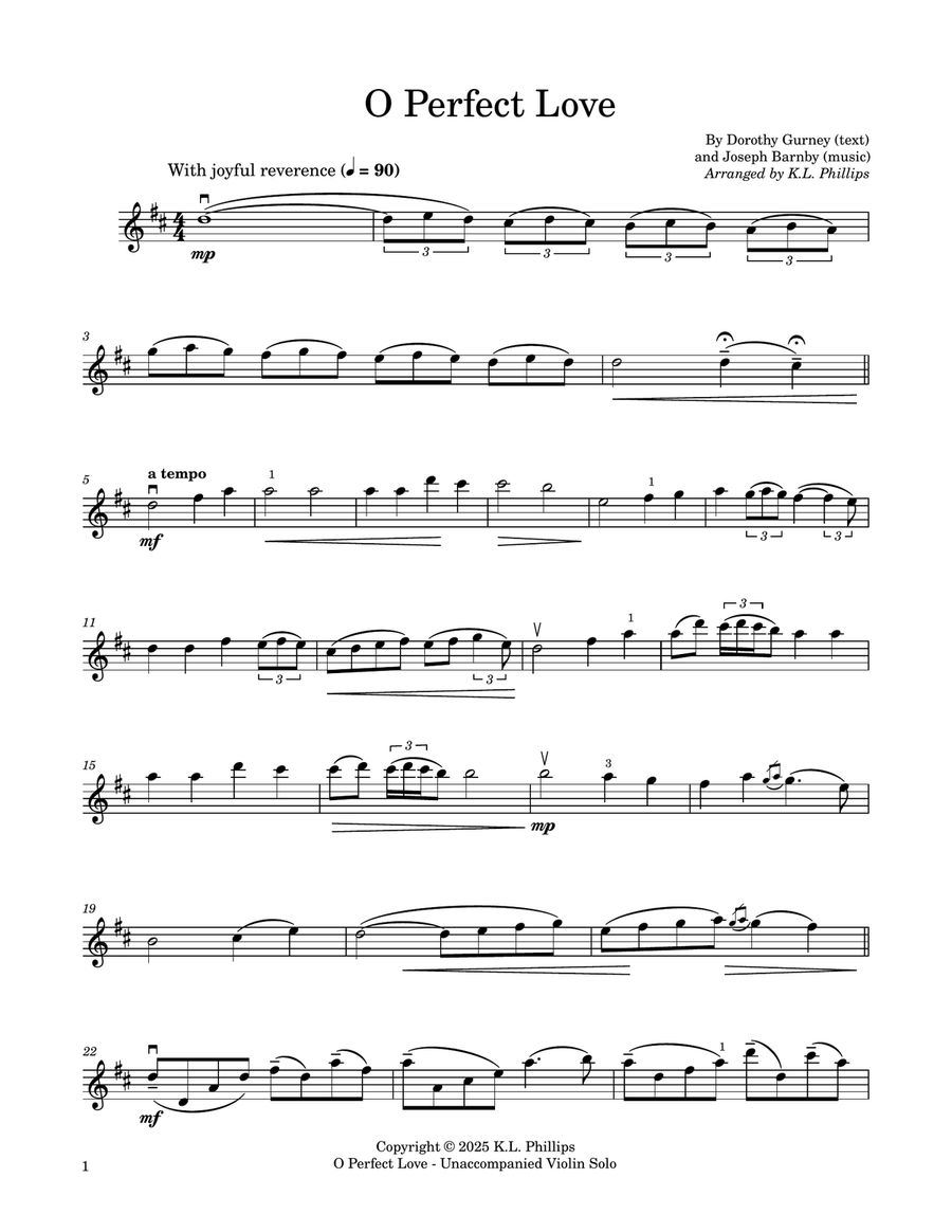 O Perfect Love - Unaccompanied Violin Solo Violin Solo scores gallery preview page 2