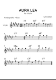 Aura Lea - Violin Solo in F# Major - Easy Level With Chords