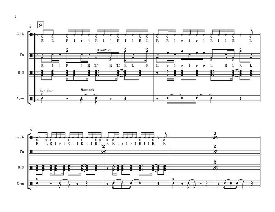 Buck Sweep (Drumline Cadence) Marching Band scores gallery preview page 2
