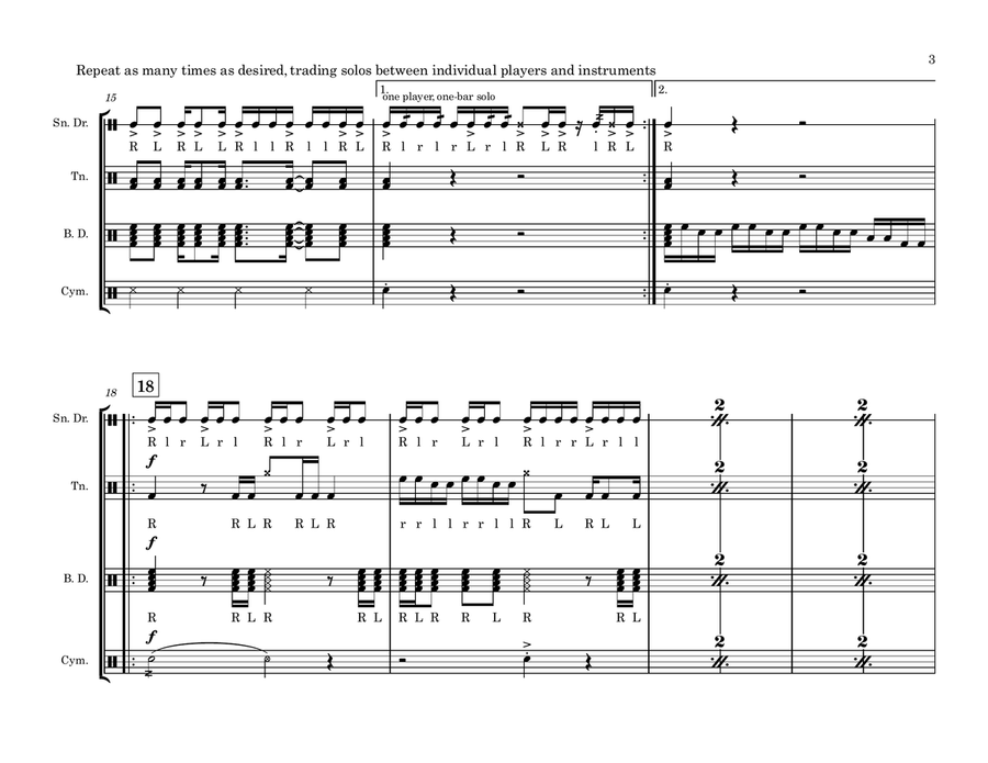Buck Sweep (Drumline Cadence) Marching Band scores gallery preview page 3