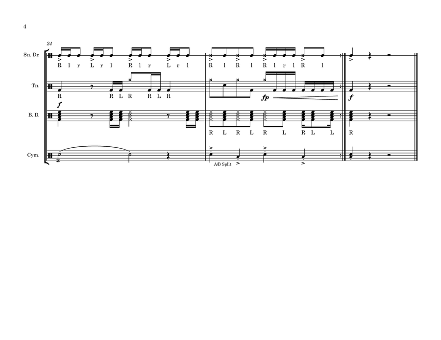 Buck Sweep (Drumline Cadence) Marching Band scores gallery preview page 4