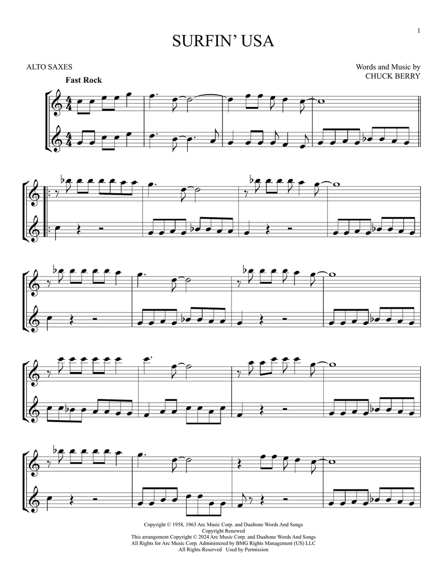 Surfin' U.S.A. Surfin' U.S.A. Woodwind Duet scores gallery preview page 1