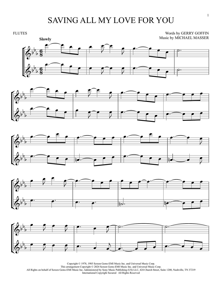 Saving All My Love For You Flute Duet scores gallery preview page 1