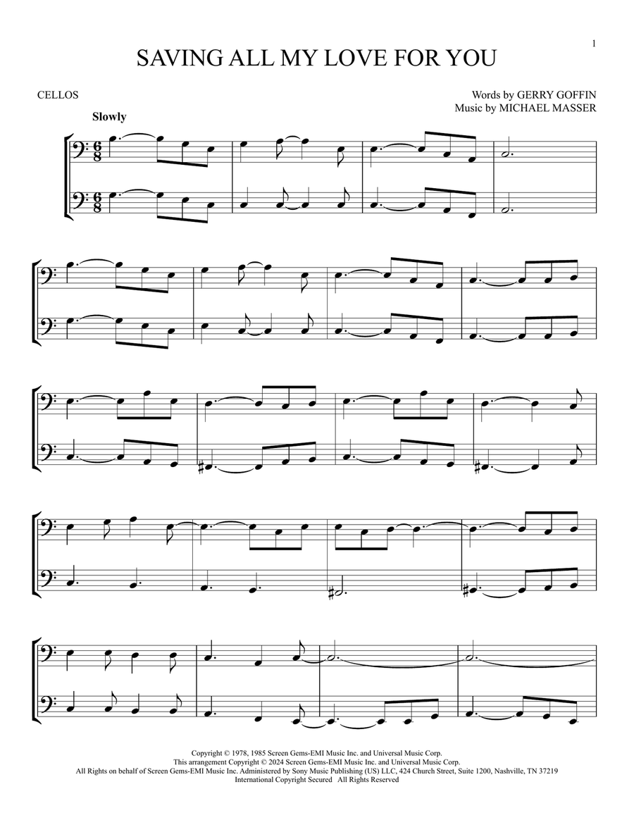 Saving All My Love For You String Duet scores gallery preview page 1