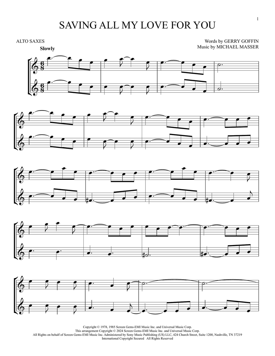 Saving All My Love For You Woodwind Duet scores gallery preview page 1