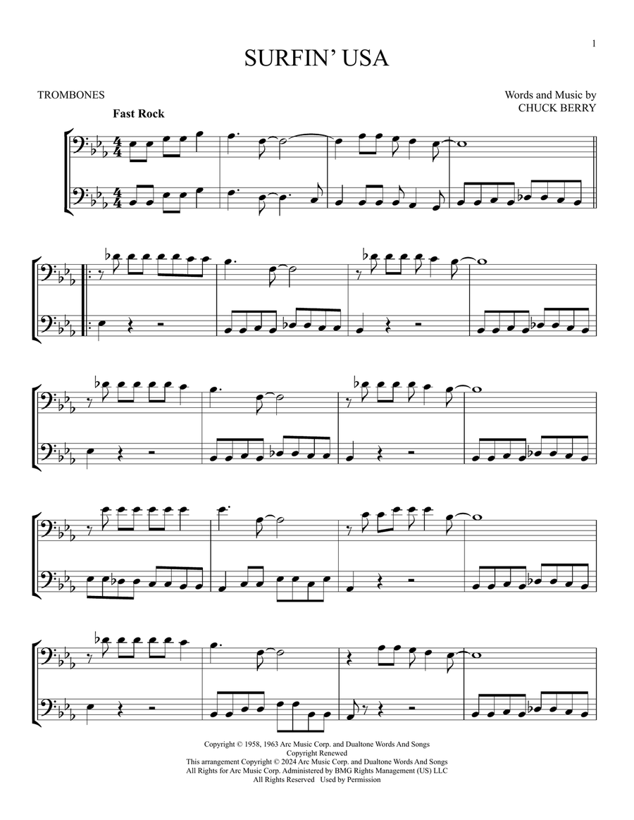 Surfin' U.S.A. Surfin' U.S.A. Trombone Duet scores gallery preview page 1