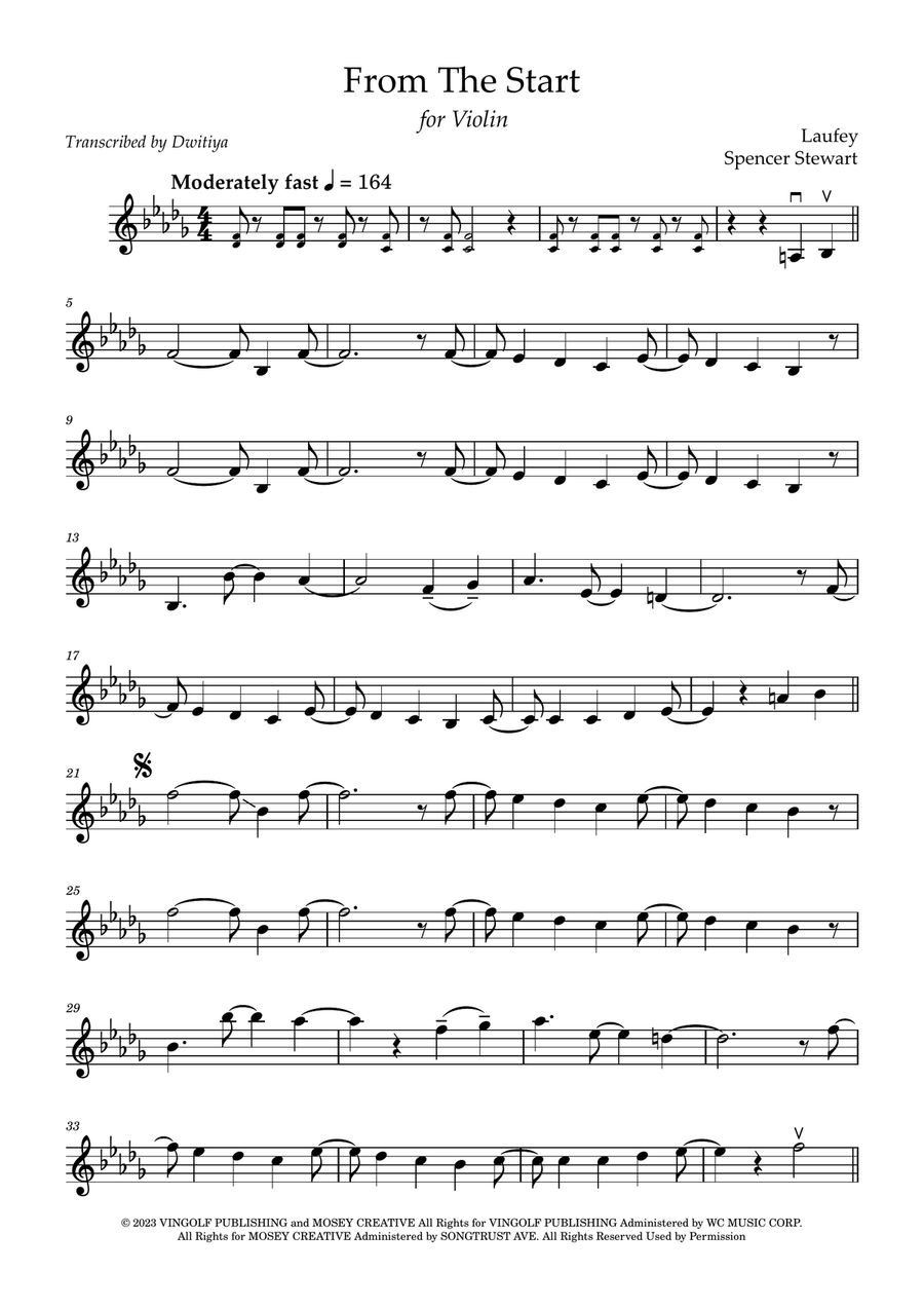 From The Start From The Start Violin Solo scores gallery preview page 1