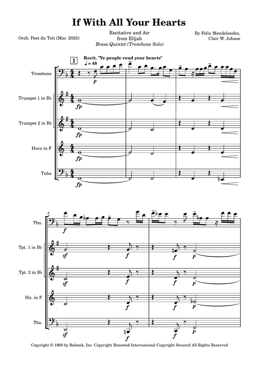 If With All Your Heart Brass Quintet scores gallery preview page 1