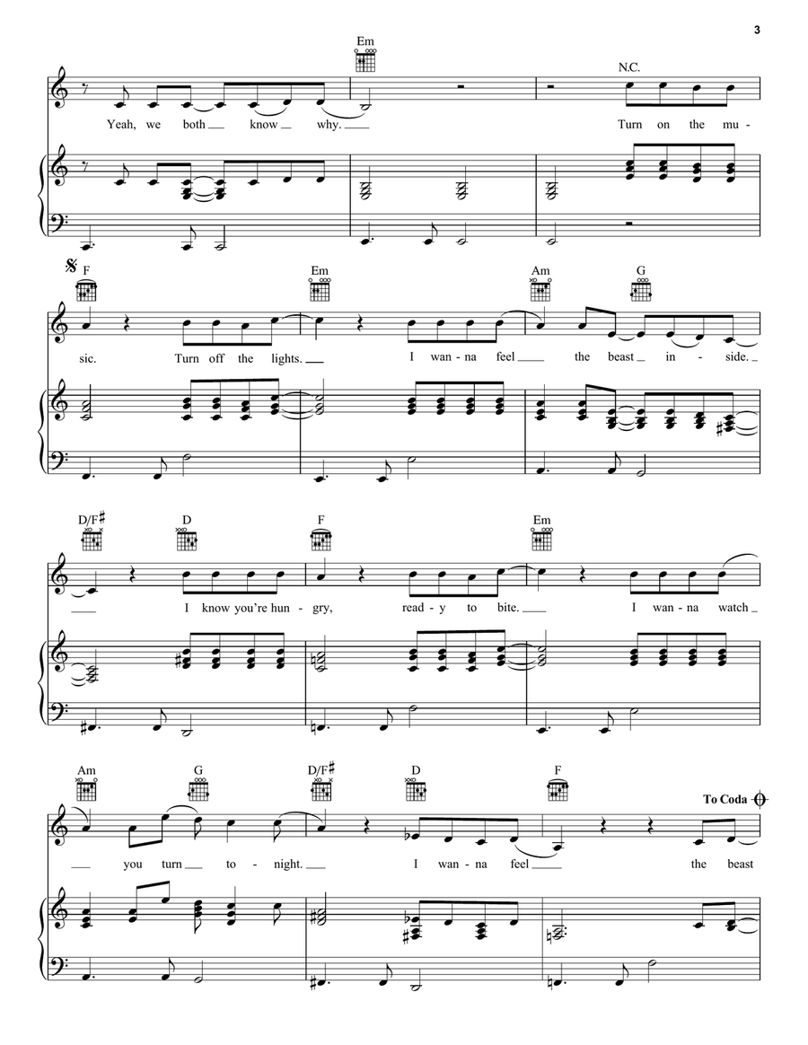 The Beast The Beast Piano, Vocal, Guitar scores gallery preview page 3