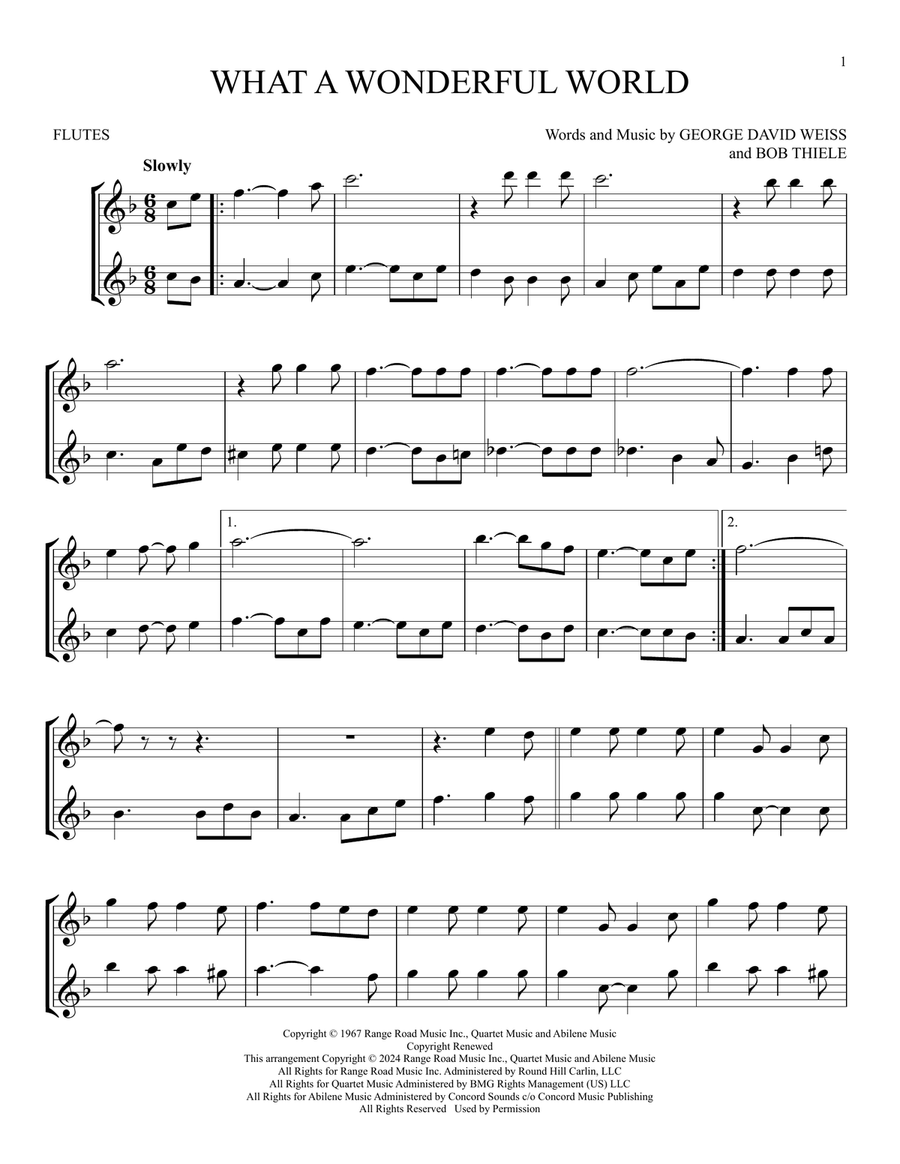 What A Wonderful World What A Wonderful World Flute Duet scores gallery preview page 1