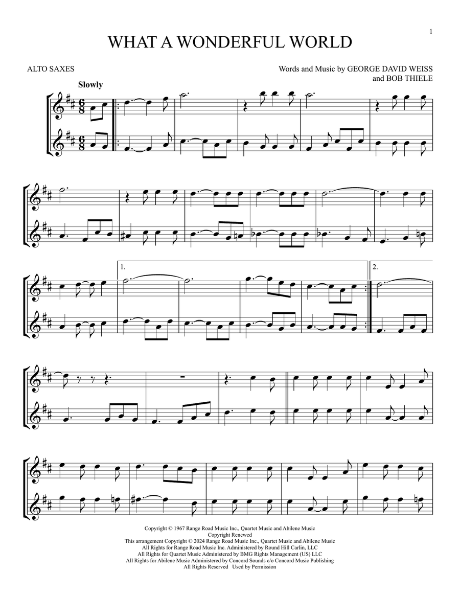 What A Wonderful World What A Wonderful World Woodwind Duet scores gallery preview page 1