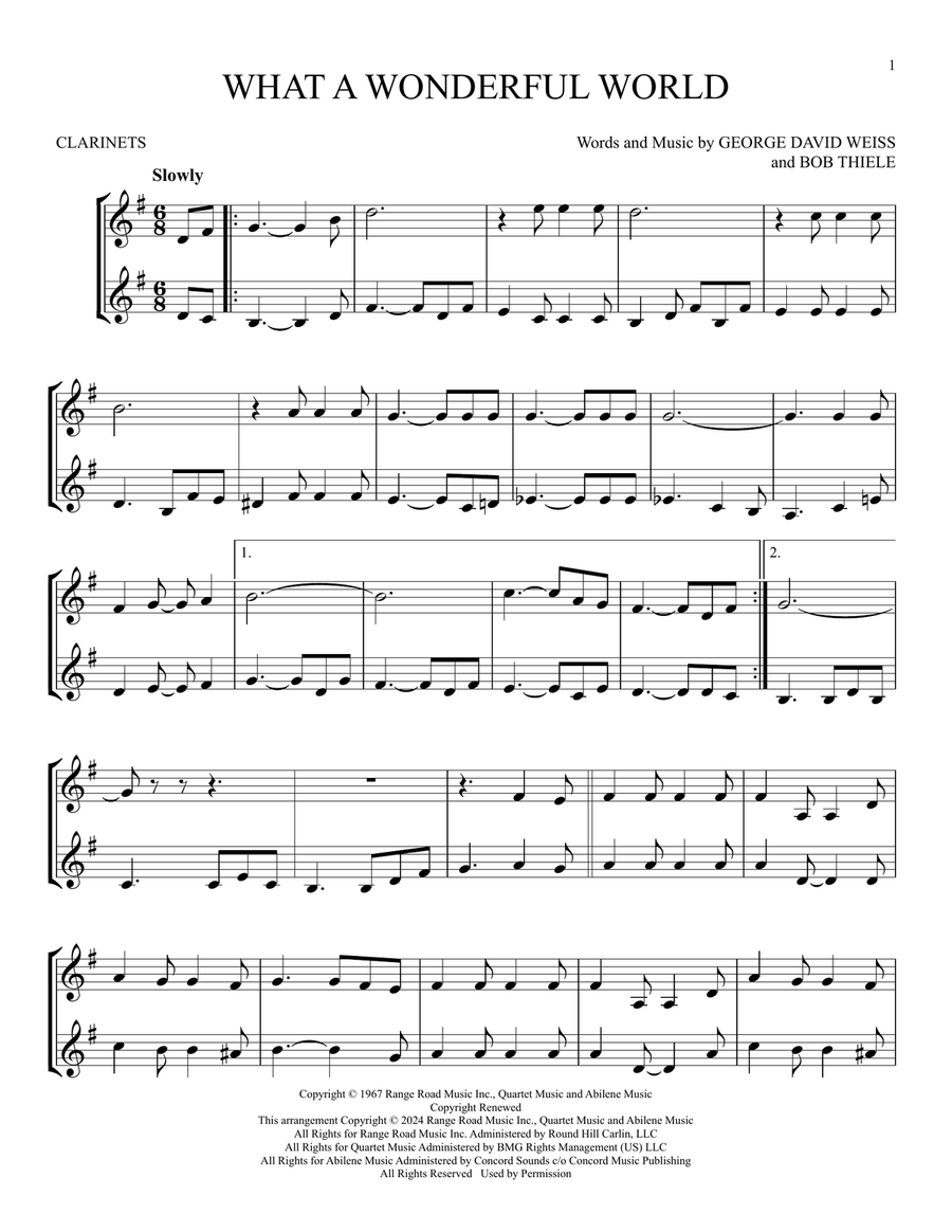 What A Wonderful World What A Wonderful World Clarinet Duet scores gallery preview page 1