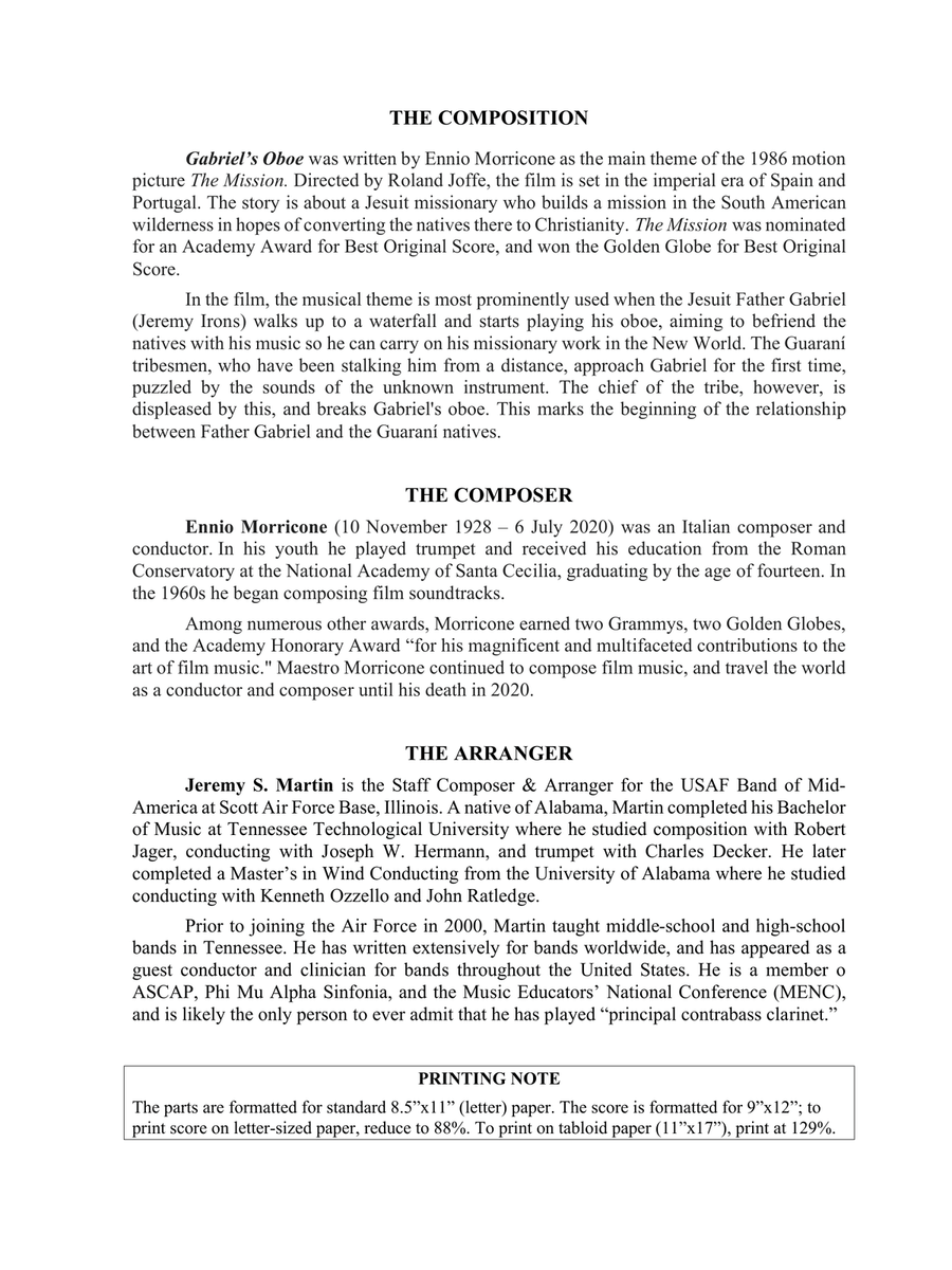Gabriel's Oboe - Score Only Concert Band scores gallery preview page 3
