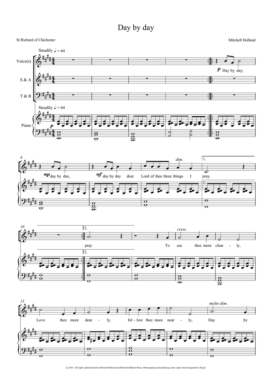 Day by Day Day by Day 4-Part scores gallery preview page 1