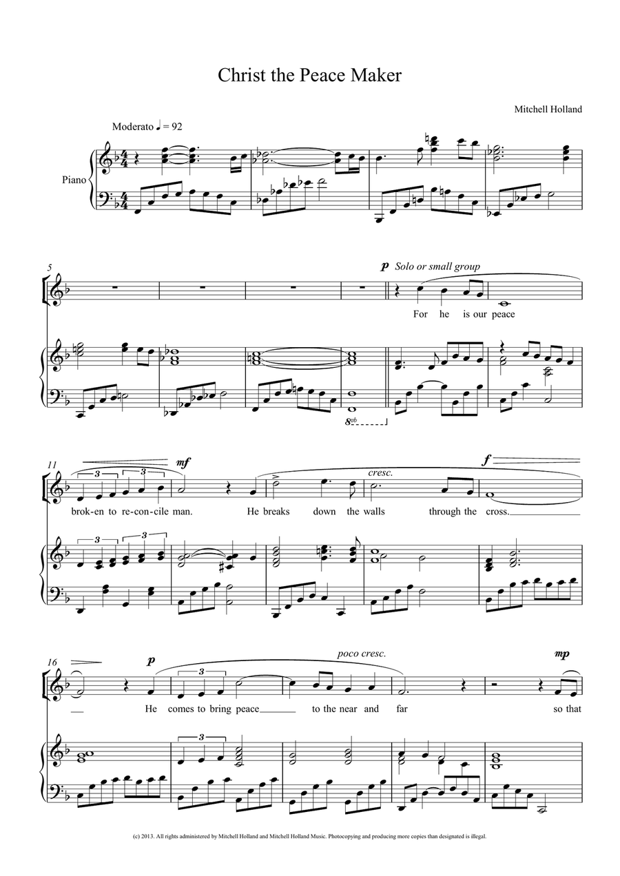 Christ the Peace Maker Christ the Peace Maker 4-Part scores gallery preview page 1