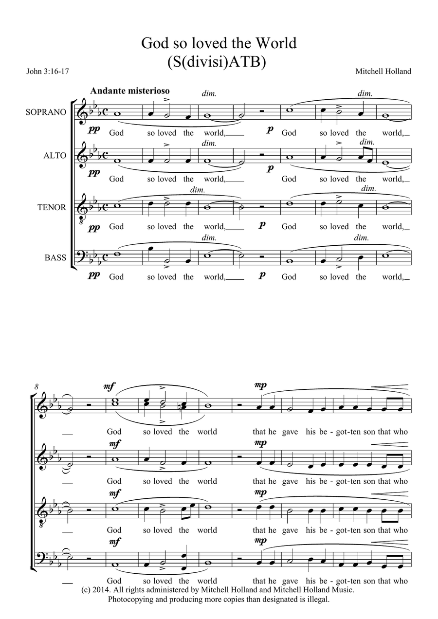 God so loved the world God so loved the world Choir scores gallery preview page 1