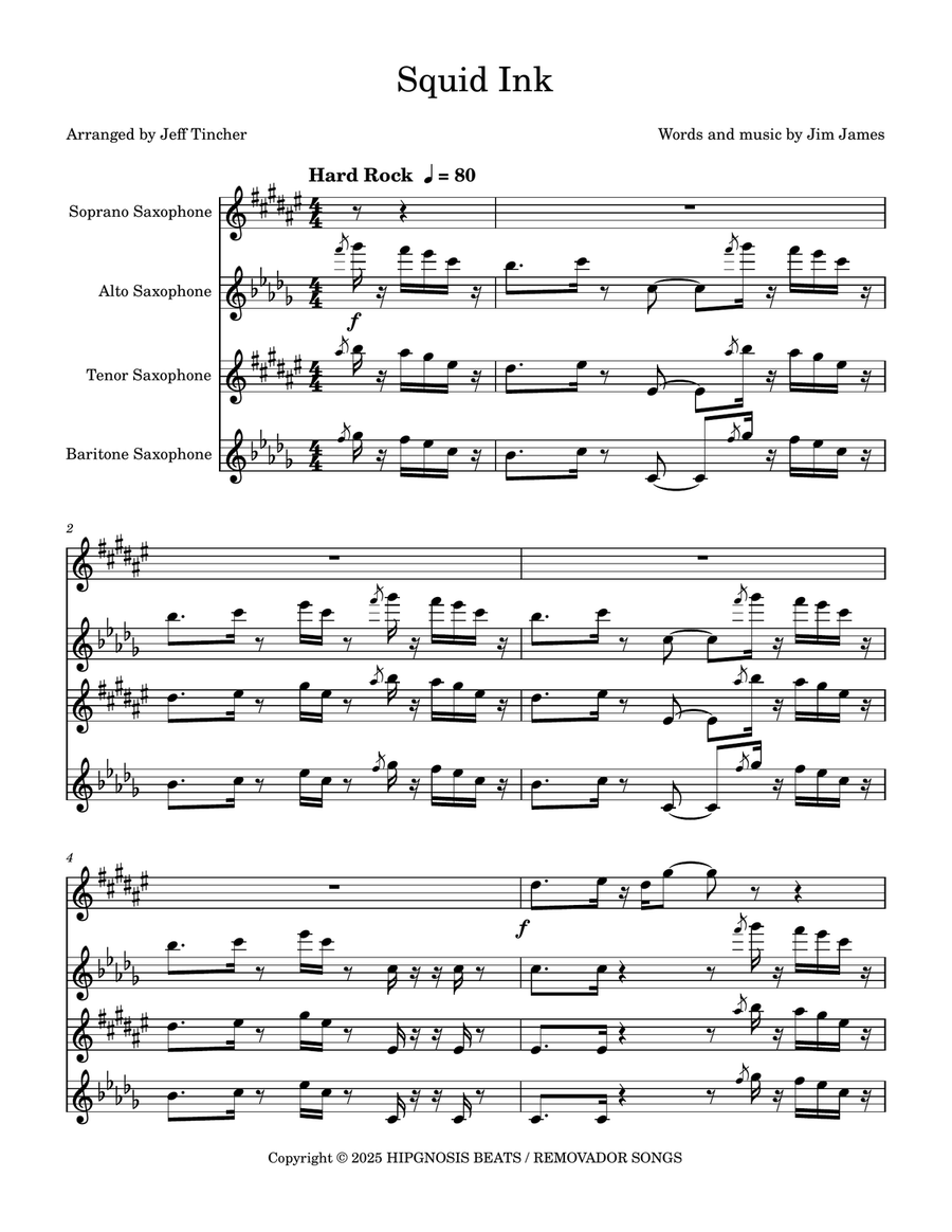Squid Ink Saxophone Quartet scores gallery preview page 2