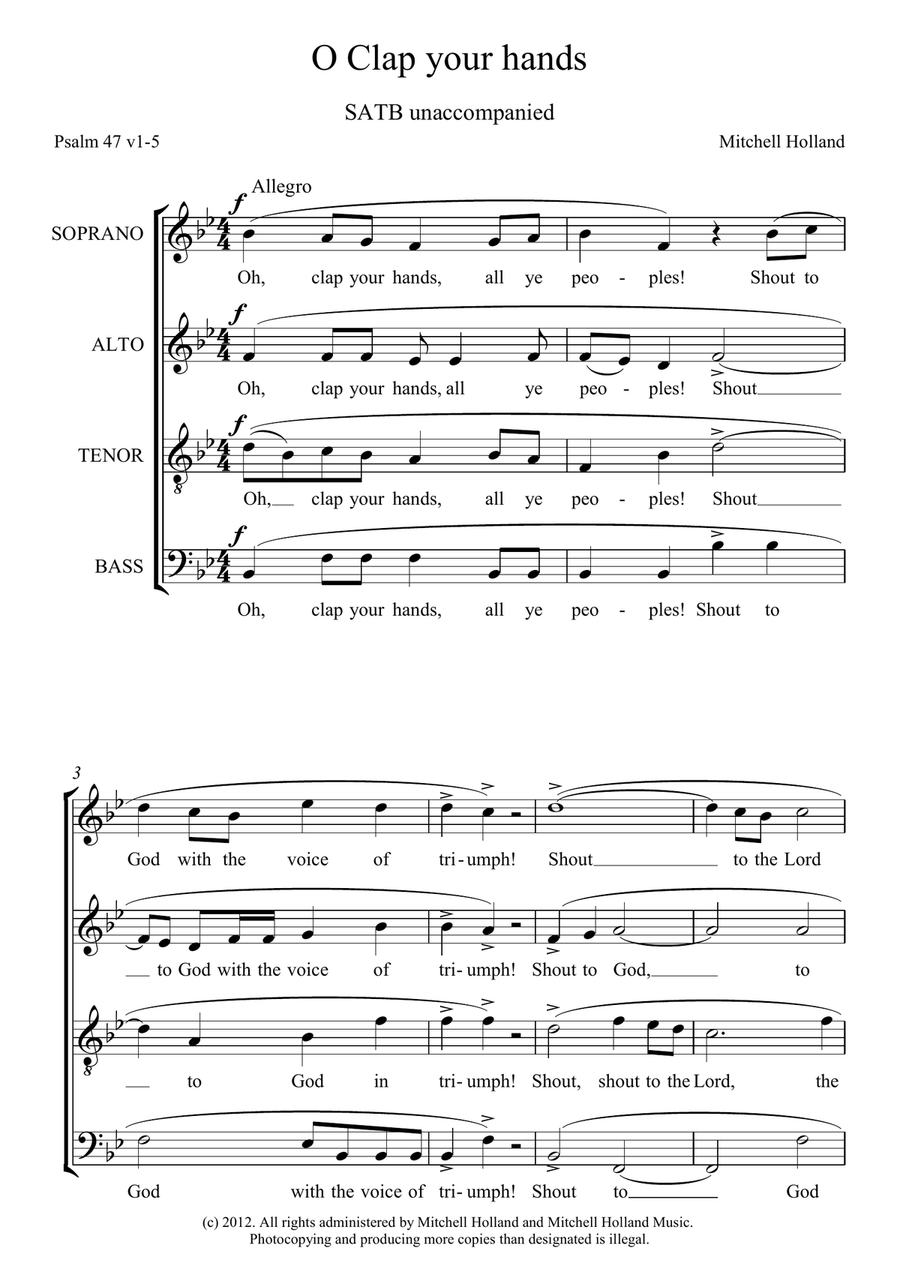 O clap your hands O clap your hands 4-Part scores gallery preview page 1