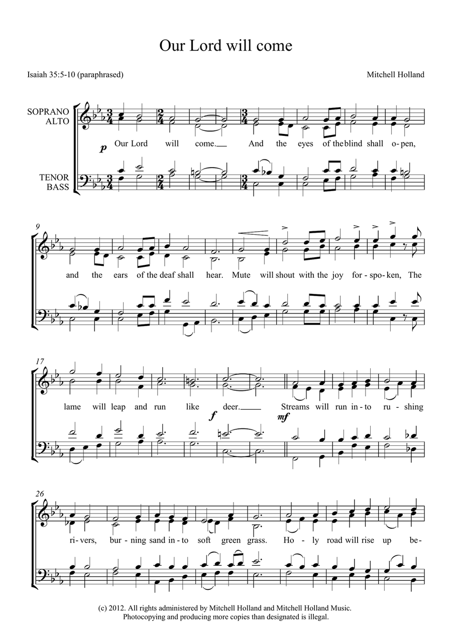 Our Lord will come Our Lord will come 4-Part scores gallery preview page 1