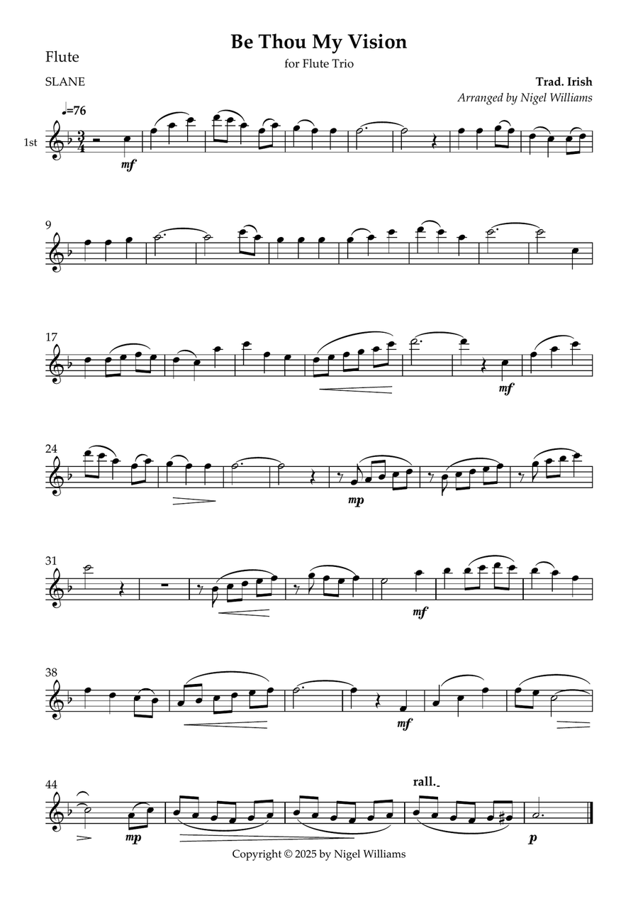 Slane (Be Thou My Vision), for Flute Trio Flute Trio scores gallery preview page 1