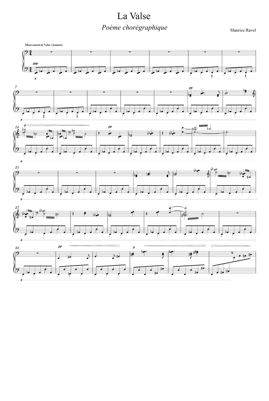 Maurice Ravel's La Valse Maurice Ravel's La Valse Piano Solo scores gallery preview page 1